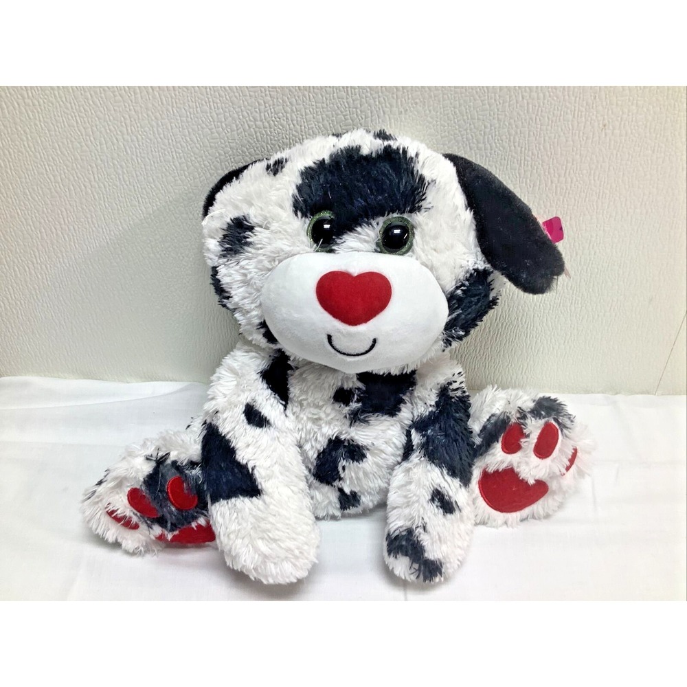 First & Main Max Plush Stuffed Animal Black & White Red heart nose 11" w/tag